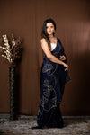 Navy Blue Organza Saree - KUMUD