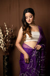 DARK PURPLE ORGANZA SAREE - KUMUD