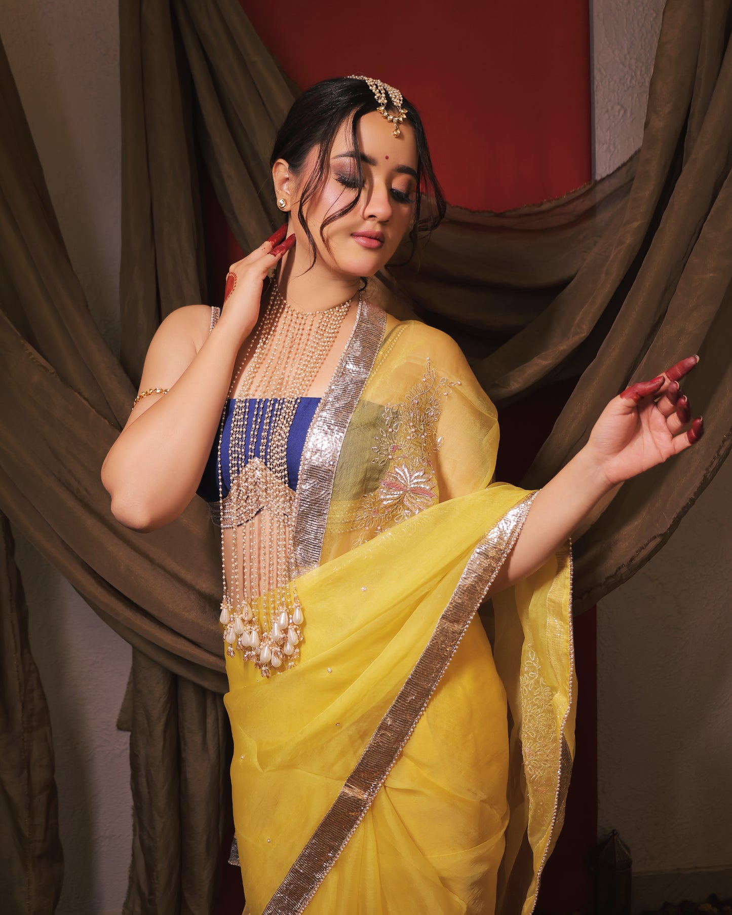 YELLOW MONOCHROME SAREE - SWARN MANJARI