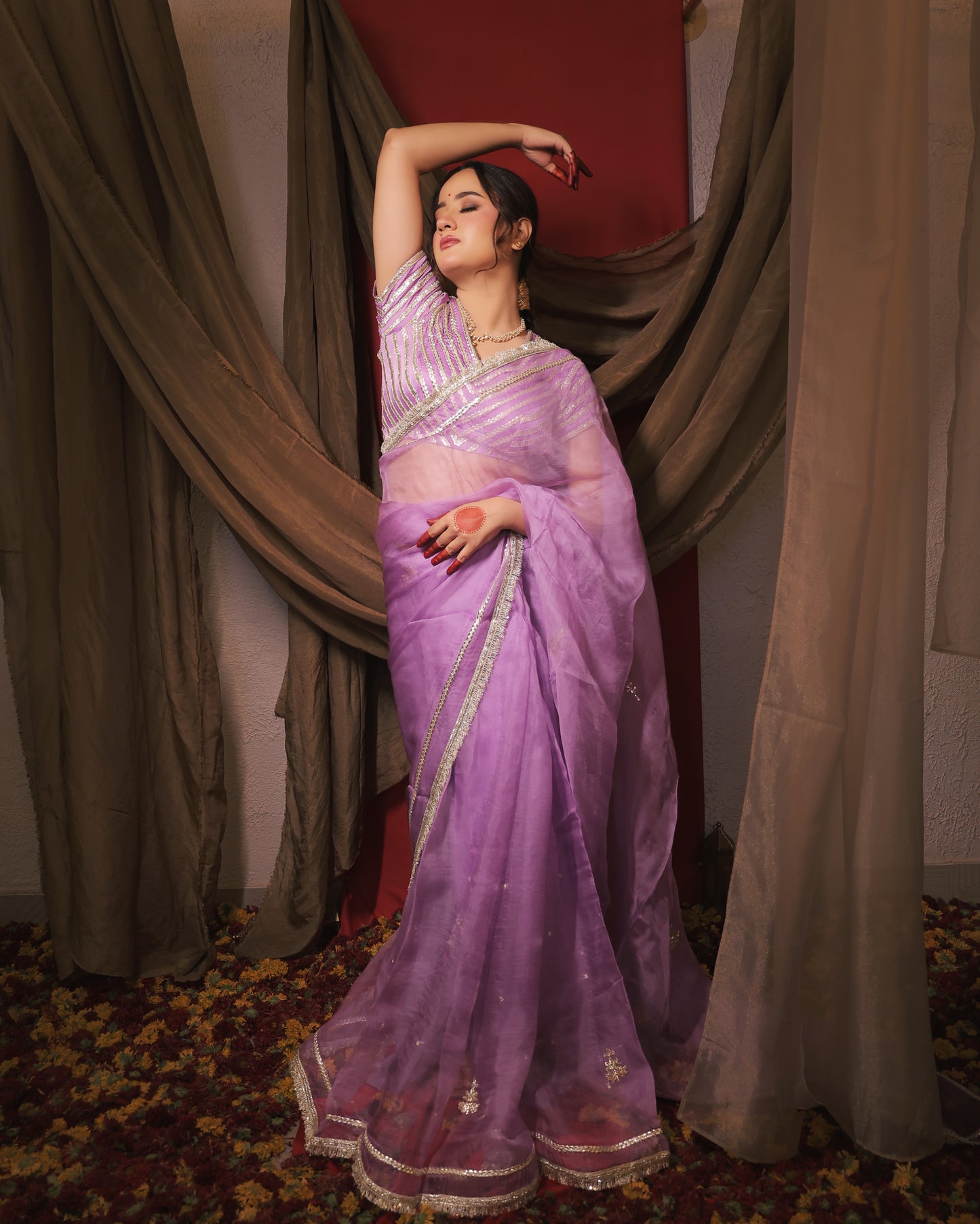 LAVENDER MONOCHROME SAREE - SWARN MANJARI