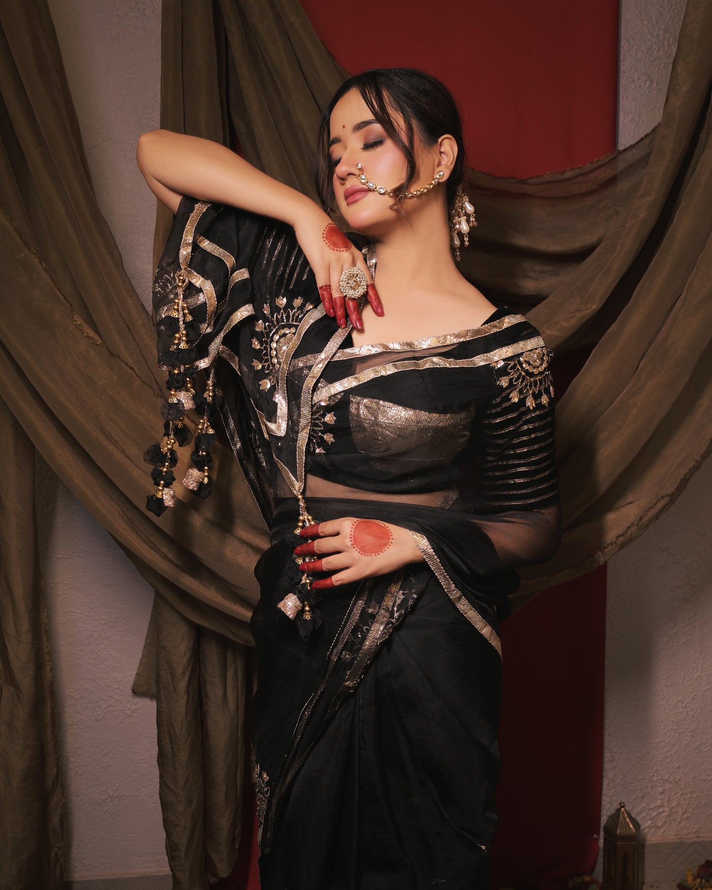 BLACK MONOCHROME SAREE - SWARN MANJARI