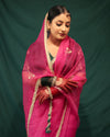 HOT PINK AND BOTTLE GREEN SAREE - JHAROKHA