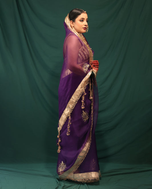 PURPLE BUTA SAREE - JHAROKHA