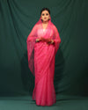PINK LINE ORGANZA SAREE - JHAROKHA