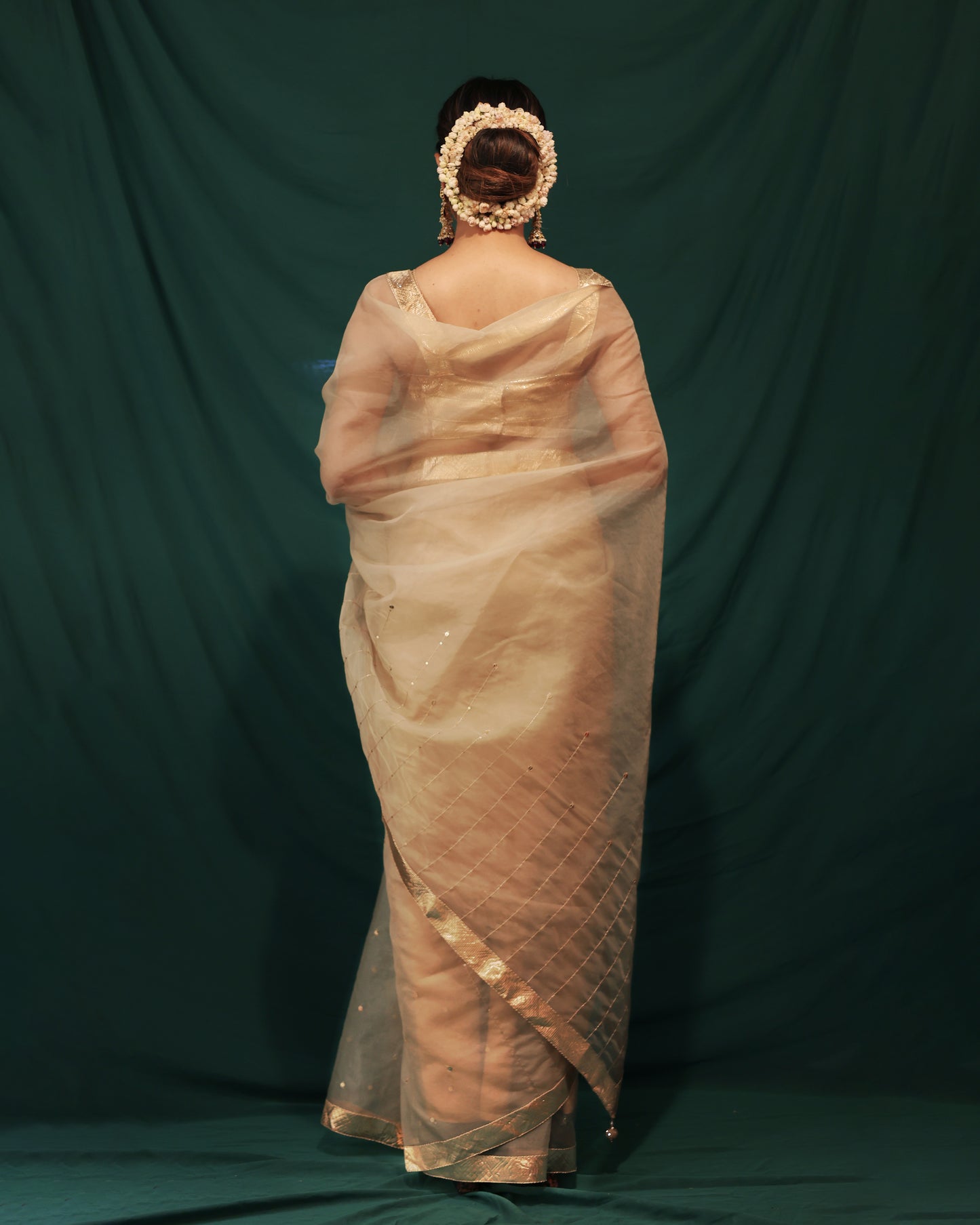 GOLDEN MONOCHROME SAREE - JHAROKHA