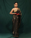 NAVY BLUE SHIMMER GEORGETTE SAREE - JHAROKHA