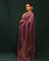 PURPLE SHIMMER GEORGETTE ORGANZA SAREE - JHAROKHA