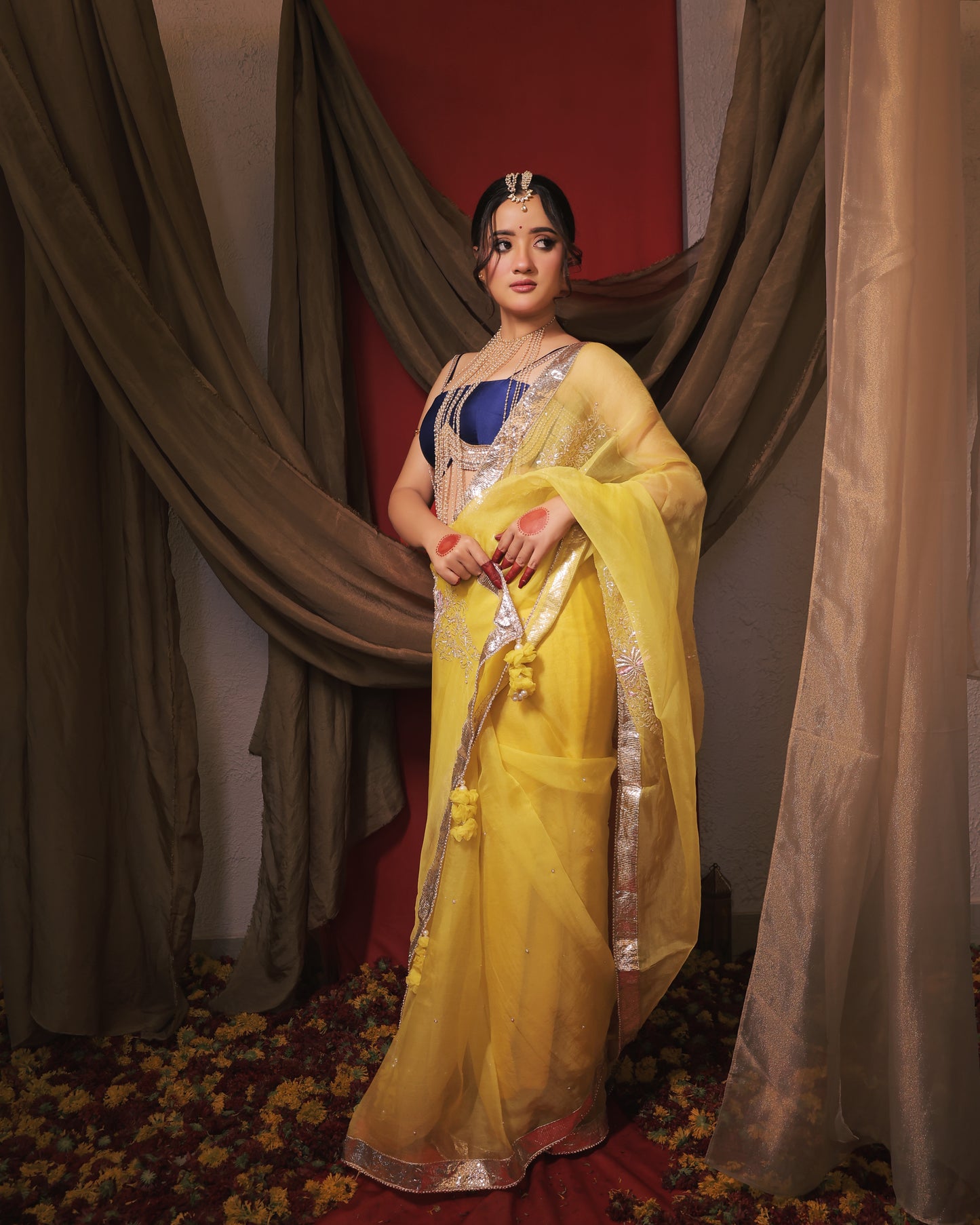 YELLOW MONOCHROME SAREE - SWARN MANJARI