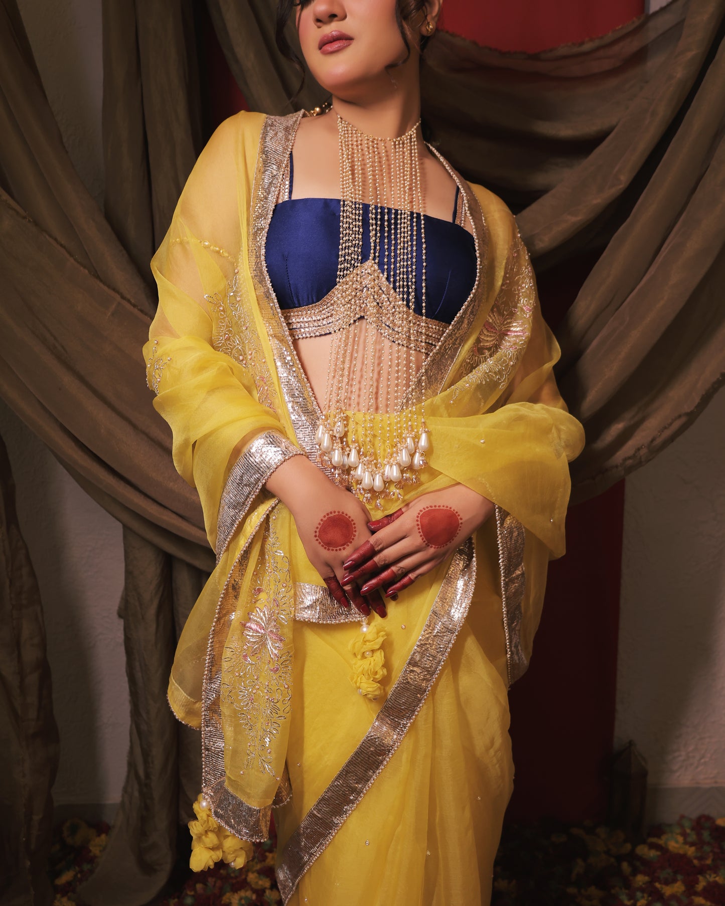 YELLOW MONOCHROME SAREE - SWARN MANJARI