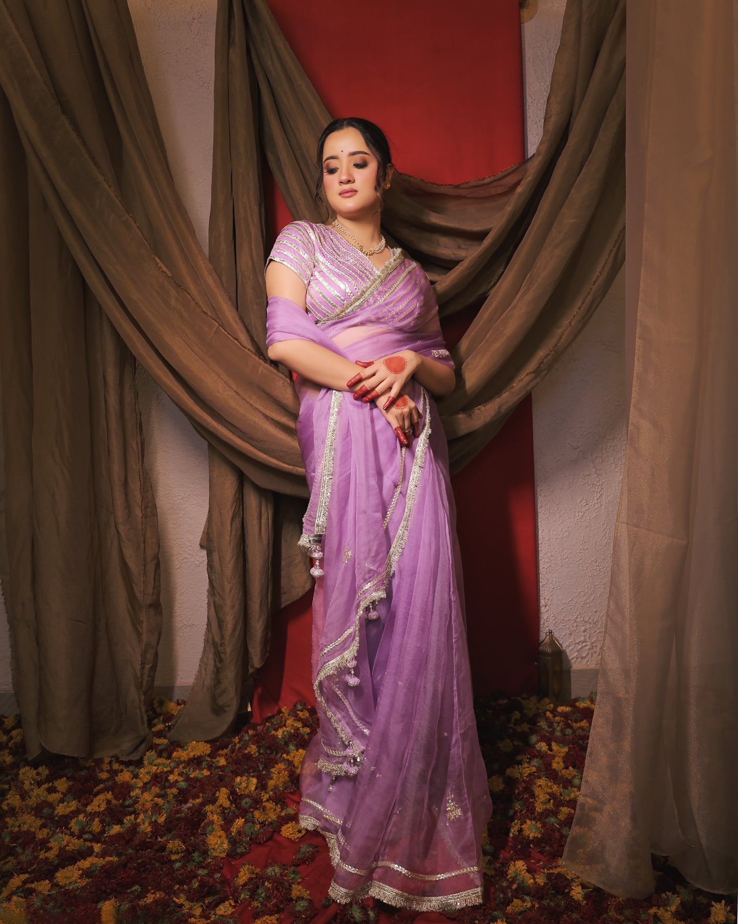 LAVENDER MONOCHROME SAREE - SWARN MANJARI