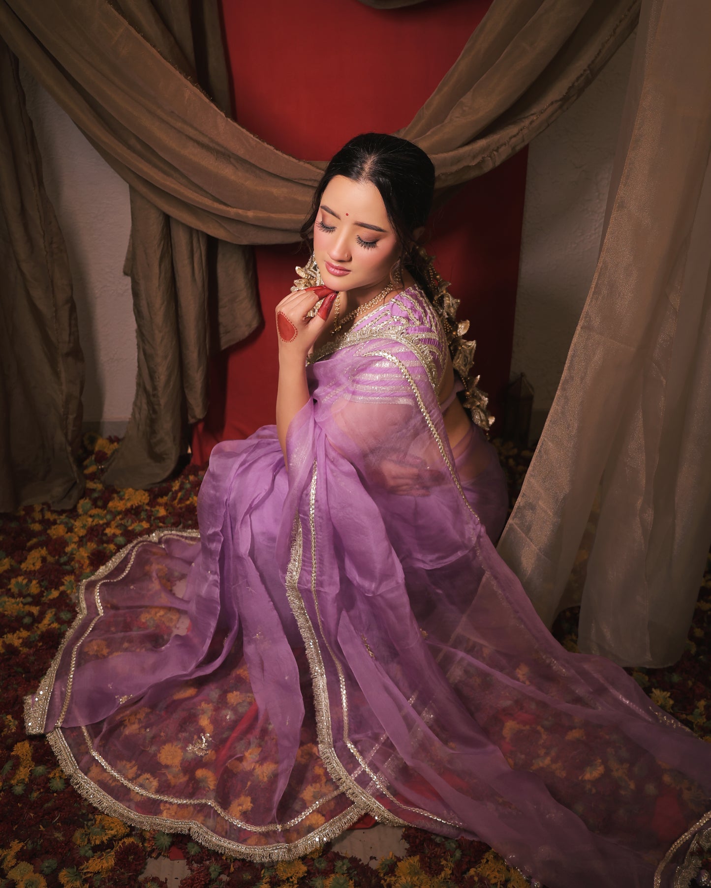 LAVENDER MONOCHROME SAREE - SWARN MANJARI