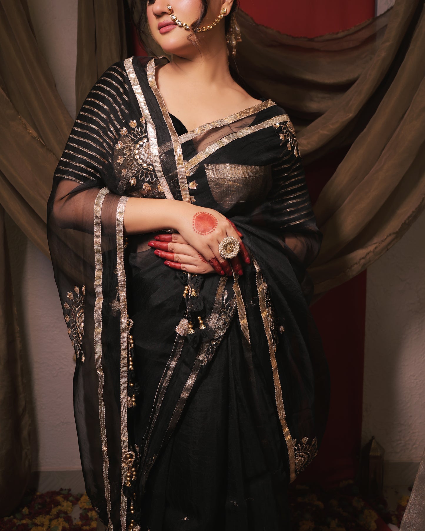 BLACK MONOCHROME SAREE - SWARN MANJARI