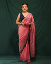 DUST PINK AND BLUE SHIMMER GEORGETTE SAREE - JHAROKHA